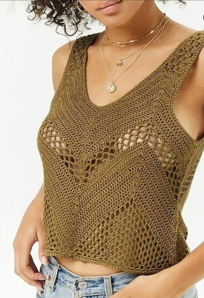 brown crochet blouse 2