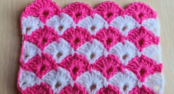 crochet blanket Tutorial - White and Pink