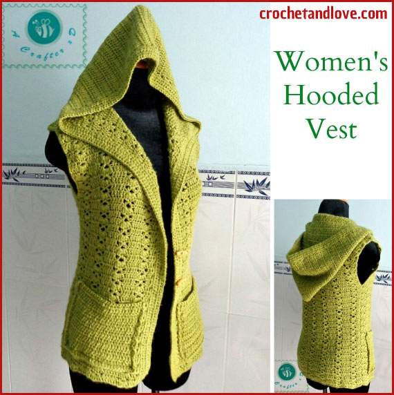 womens hooderd vest green